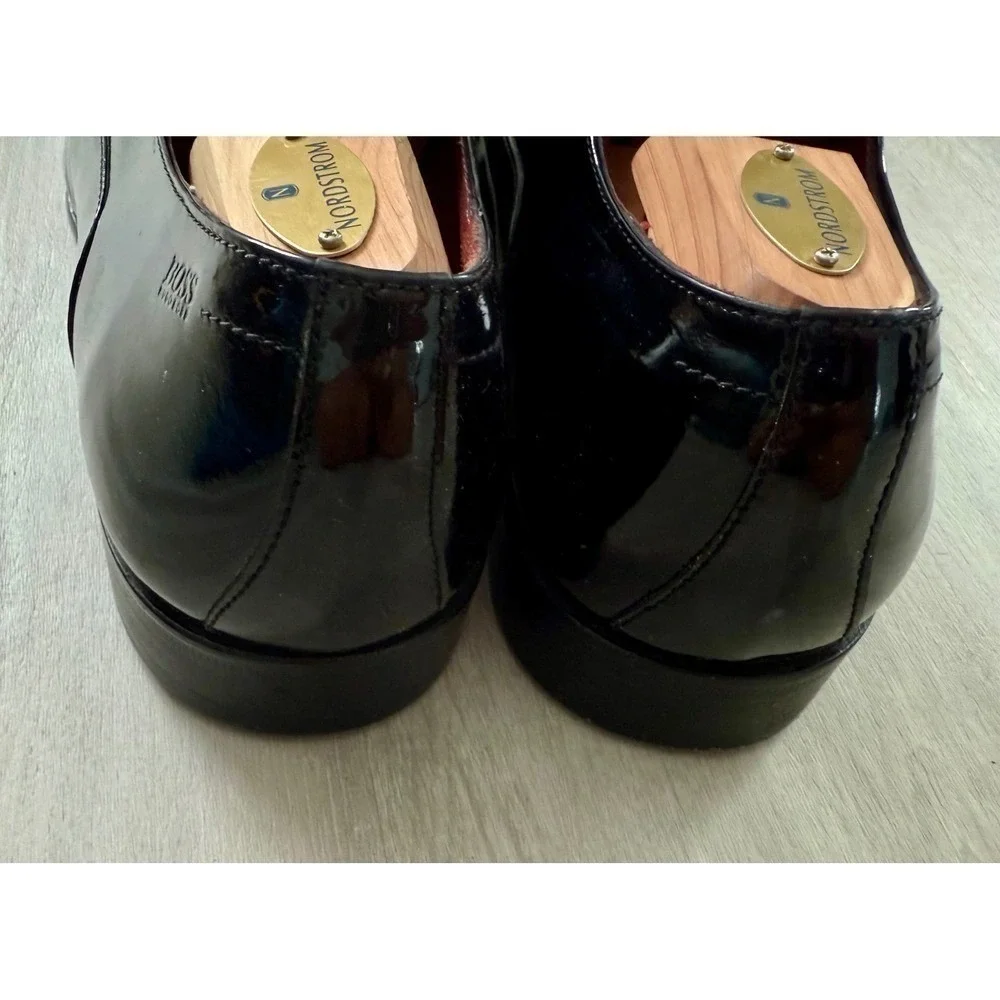 BOSS Black Patent Leather Cap Toe Oxford Dress Shoes Men's Tuxedo Formal SZ 11.5